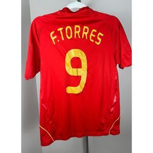 Adidas Spain Euro 2008 Home Jersey #9 Torres Red Shirt Men Soccer Espana S